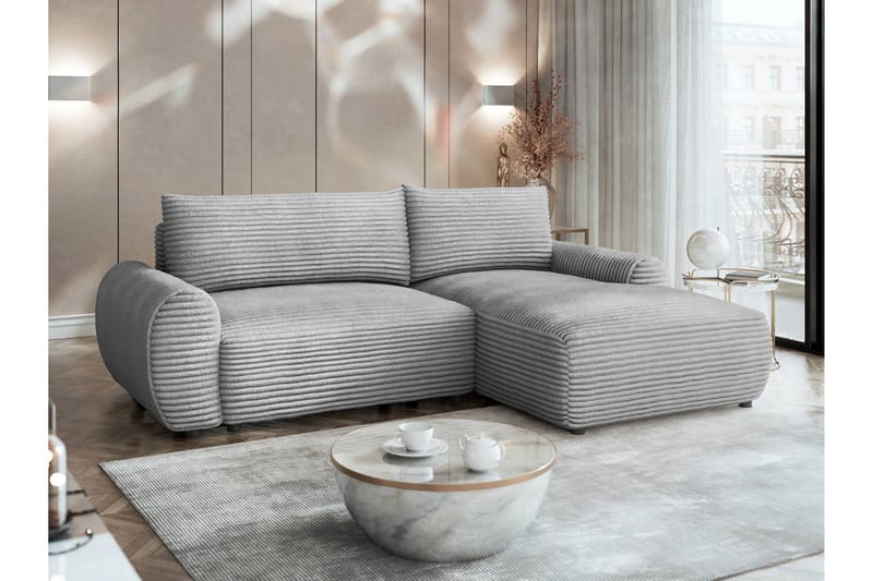 Burman Sovesofa med Sjeselong 3-seter i Manchester - Grå - Møbler - Sofaer - Sovesofaer - Sovesofa divan