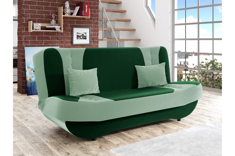 Burralla 2-seters Utfellbar Sovesofa 118x184 cm med Oppbevaring i Fløyel - Grønn - Møbler - Sofaer - Sovesofaer - 2 seters sovesofa
