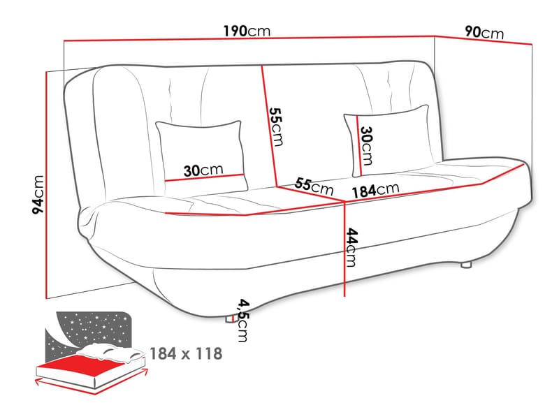Burralla 3-seters sovesofa - brun - Møbler - Sofaer - Sovesofaer - 2 seters sovesofa