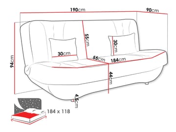 Burralla 3-seters sovesofa - svart - Møbler - Sofaer - Sovesofaer - 2 seters sovesofa