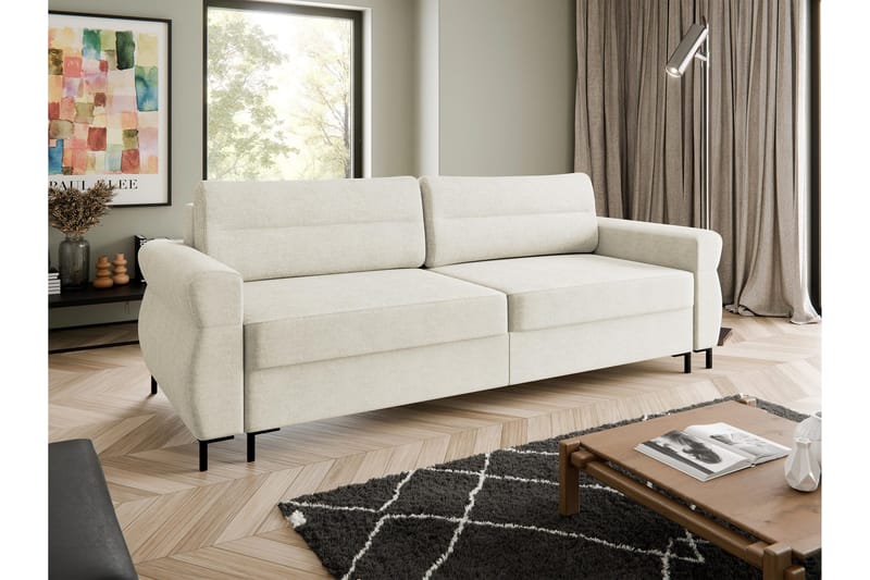 Busness Sovesofa 3-seter i Plysj - Beige - Møbler - Sofaer - Sovesofaer - 3 seters sovesofa