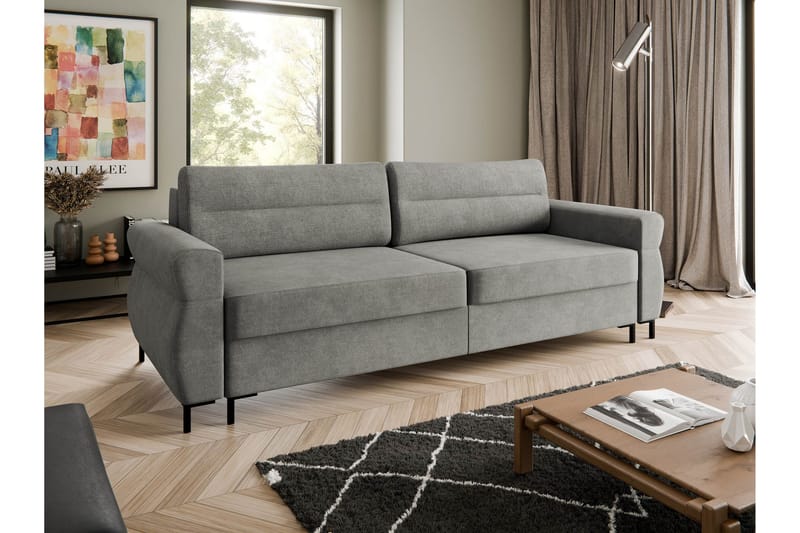 Busness Sovesofa 3-seter i Plysj - Grå - Møbler - Sofaer - Sovesofaer - 3 seters sovesofa
