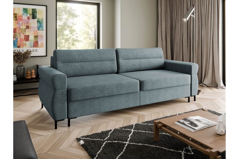 Busness Sovesofa 3-seter i Plysj - Grå - Møbler - Sofaer - Sovesofaer - 3 seters sovesofa