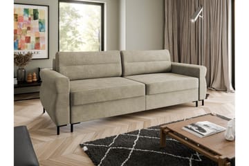 Busness Sovesofa 3-seter i Plysj - Beige - Møbler - Sofaer - Sovesofaer - 3 seters sovesofa