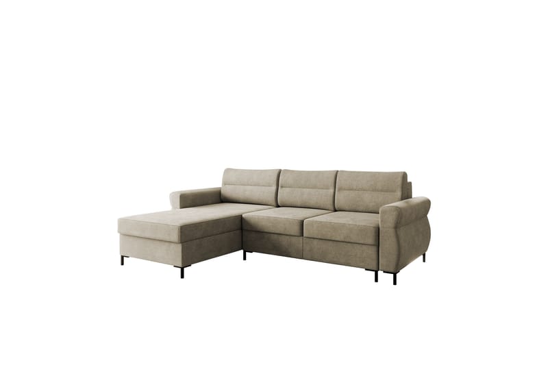 Busness Sovesofa med Sjeselong 3-seter i Plysj, Beige