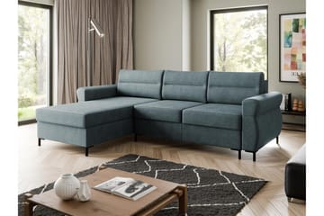 Busness Sovesofa med Sjeselong 3-seter i Plysj - Grå - Møbler - Sofaer - Sovesofaer - Sovesofa divan