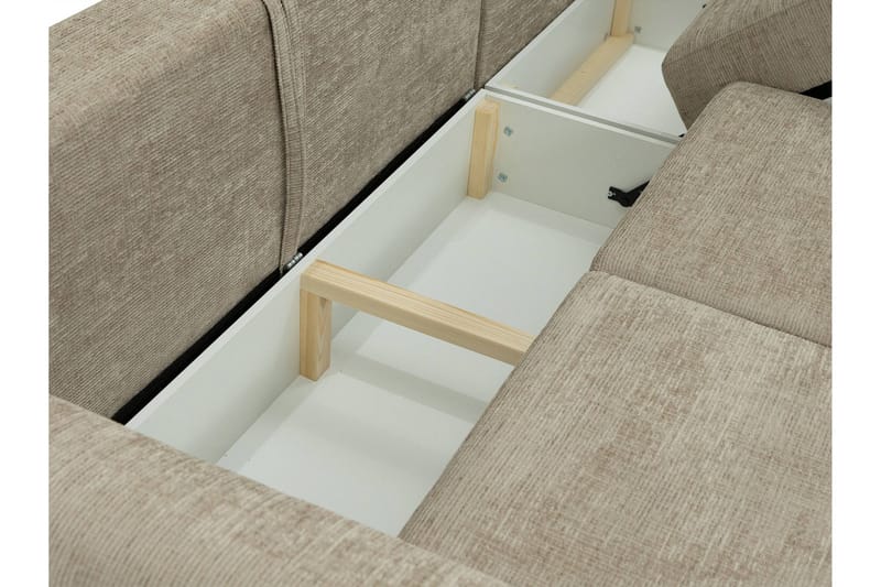 Busness Sovesofa med Sjeselong 3-seter i Plysj - Beige - Møbler - Sofaer - Sovesofaer - Sovesofa divan