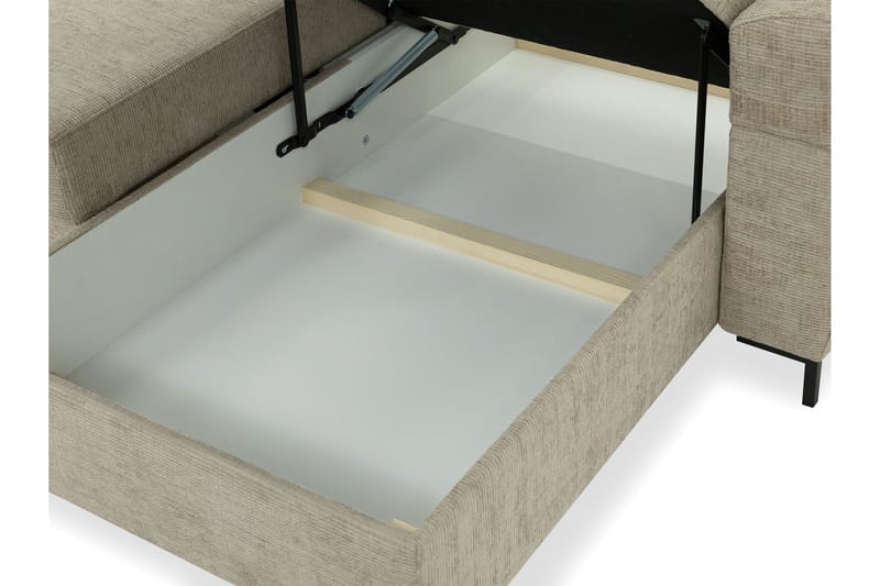 Busness Sovesofa med Sjeselong 3-seter i Plysj - Beige - Møbler - Sofaer - Sovesofaer - Sovesofa divan