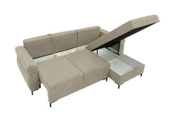Busness Sovesofa med Sjeselong 3-seter i Plysj - Beige - Møbler - Sofaer - Sovesofaer - Sovesofa divan