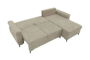 Busness Sovesofa med Sjeselong 3-seter i Plysj - Beige - Møbler - Sofaer - Sovesofaer - Sovesofa divan