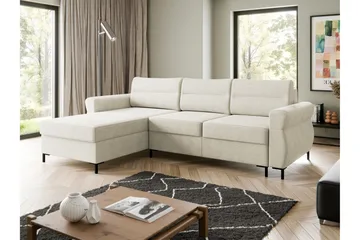 Busness Sovesofa med Sjeselong 3-seter i Plysj - Beige - Møbler - Sofaer - Sovesofaer - Sovesofa divan