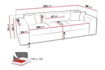 Bysantinsk 3-Seters Sovesofa - Grå - Møbler - Sofaer - Sovesofaer - 3 seters sovesofa