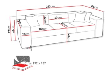 Bysantinsk 3-Seters Sovesofa - Rosa - Møbler - Sofaer - Sovesofaer - 3 seters sovesofa