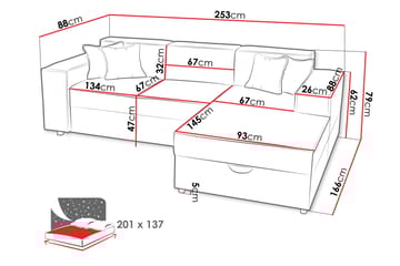 Bysantinsk Sovesofa Med 3-Seters Divan - Grå - Møbler - Sofaer - Sovesofaer - Sovesofa divan