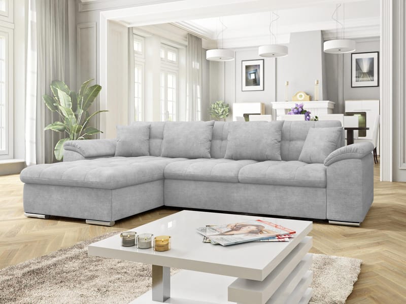 Camior 4-seters sovesofa med divan, venstrevendt - grå - Møbler - Sofaer - Sovesofaer - Hjørnesovesofa