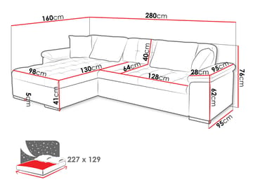 Camior 4-seters sovesofa med divan, venstrevendt - grønn - Møbler - Sofaer - Sovesofaer - Hjørnesovesofa