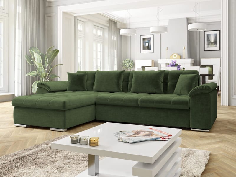 Camior 4-seters sovesofa med divan, venstrevendt - grønn - Møbler - Sofaer - Sovesofaer - Hjørnesovesofa