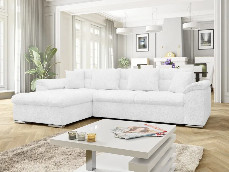 Camior 4-seters sovesofa med divan, venstrevendt - Hvit - Møbler - Sofaer - Sovesofaer - Hjørnesovesofa