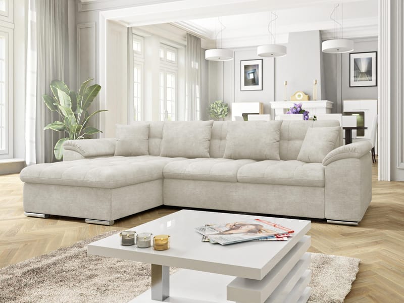 Camior 4-seters sovesofa med divan, venstrevendt - Lys beige - Møbler - Sofaer - Sovesofaer - Hjørnesovesofa