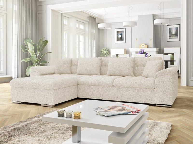 Camior 4-seters sovesofa med divan, venstrevendt - Offwhite - Møbler - Sofaer - Sovesofaer - Hjørnesovesofa