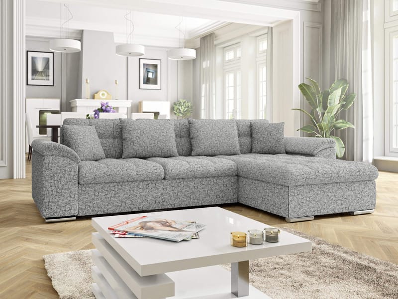 Camior 4-seters sovesofa med sjeselong, høyrevendt - Grå - Møbler - Sofaer - Sovesofaer - Hjørnesovesofa