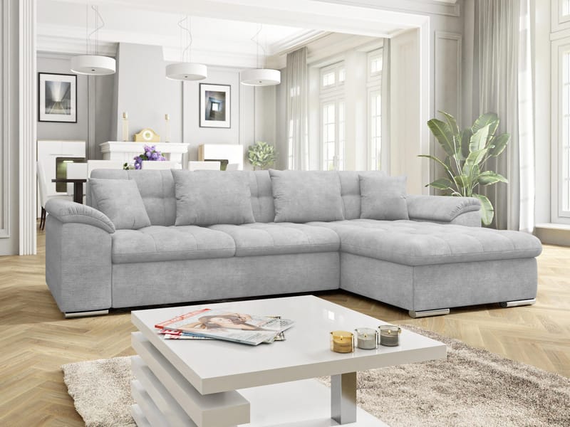 Camior 4-seters sovesofa med sjeselong, høyrevendt - grå - Møbler - Sofaer - Sovesofaer - Hjørnesovesofa