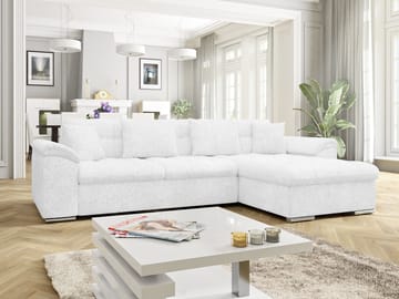 Camior 4-seters sovesofa med sjeselong, høyrevendt - Hvit - Møbler - Sofaer - Sovesofaer - Hjørnesovesofa