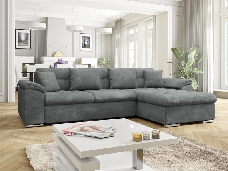 Camior 4-seters sovesofa med sjeselong, høyrevendt - Mørkegrå - Møbler - Sofaer - Sovesofaer - Hjørnesovesofa