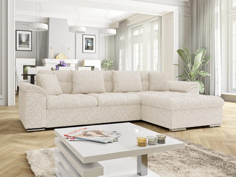 Camior 4-seters sovesofa med sjeselong, høyrevendt - Offwhite - Møbler - Sofaer - Sovesofaer - Hjørnesovesofa