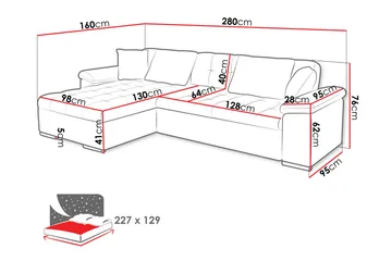 Camior Sovesofa Med 3-Seters Divan - Brun - Møbler - Sofaer - Sovesofaer - Sovesofa divan