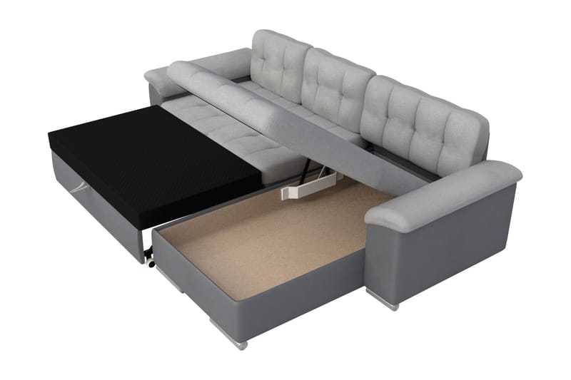 Camior Sovesofa Med 3-Seters Divan - Grå - Møbler - Sofaer - Sovesofaer - Sovesofa divan