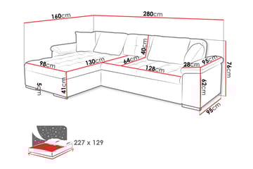Camior Sovesofa Med 3-Seters Divan - Grå - Møbler - Sofaer - Sovesofaer - Sovesofa divan
