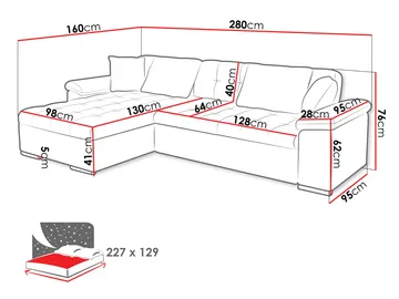 Camior Sovesofa med sjeselong 3-seter - Brun - Møbler - Sofaer - Sovesofaer - Sovesofa divan