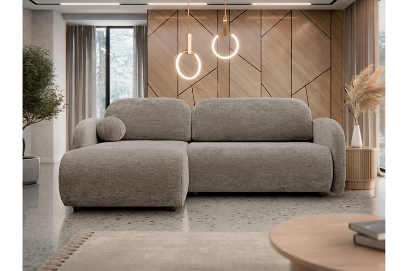 Carve 2-seter Venstrevendt L-formet Sovesofa med Sjeselong i Stoff - Beige - Møbler - Sofaer - Sovesofaer - Sovesofa divan