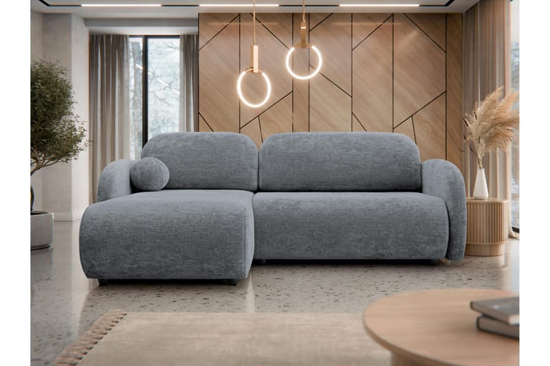 Carve 2-seter Venstrevendt L-formet Sovesofa med Sjeselong i Stoff - Grå - Møbler - Sofaer - Sovesofaer - Sovesofa divan