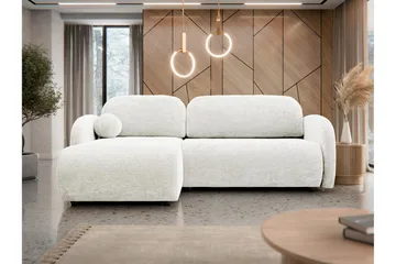Carve 2-seter Venstrevendt L-formet Sovesofa med Sjeselong i Stoff - Hvit - Møbler - Sofaer - Sovesofaer - Sovesofa divan
