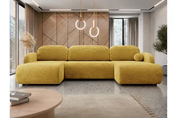 Carve Sovesofa Dobbel Divan 3-Seter - Gul - Møbler - Sofaer - Sovesofaer - U sovesofa