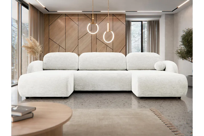 Carve Sovesofa Dobbel Divan 3-Seter - Hvit - Møbler - Sofaer - Sovesofaer - U sovesofa