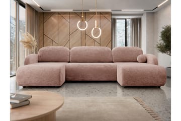 Carve Sovesofa Dobbel Divan 3-Seter - Rosa - Møbler - Sofaer - Sovesofaer - U sovesofa