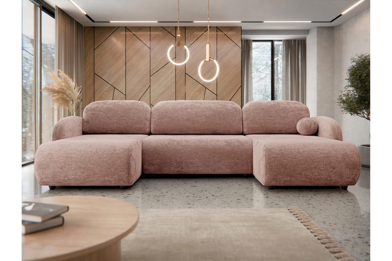 Carve Sovesofa Dobbel Divan 3-Seter - Rosa - Møbler - Sofaer - Sovesofaer - U sovesofa