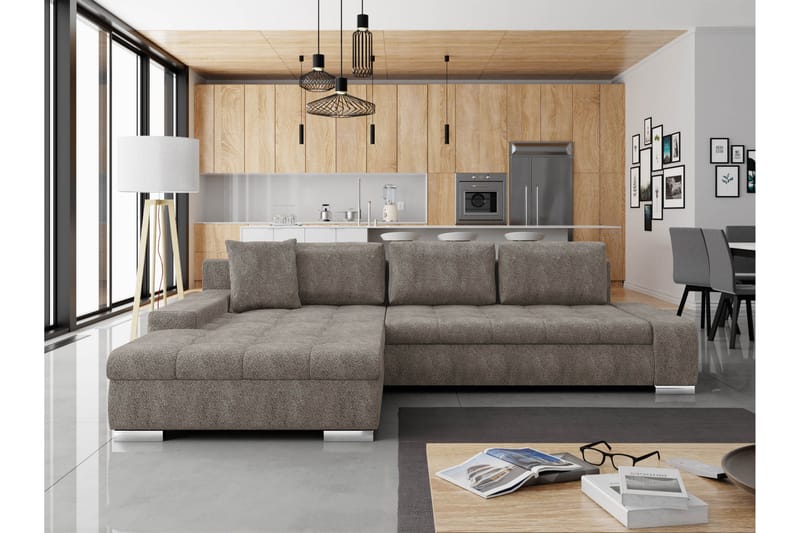 Cerys Sovesofa Med 3-Seters Divan - Beige - Møbler - Sofaer - Sovesofaer - Sovesofa divan