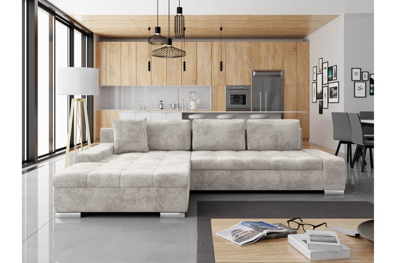 Cerys Sovesofa Med 3-Seters Divan - Grå - Møbler - Sofaer - Sovesofaer - Sovesofa divan