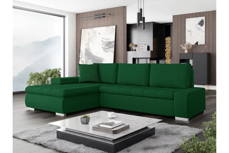 Cerys Sovesofa Med 3-Seters Divan, Grønn