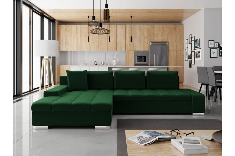 Cerys Sovesofa Med 3-Seters Divan - Grønn - Møbler - Sofaer - Sovesofaer - Sovesofa divan