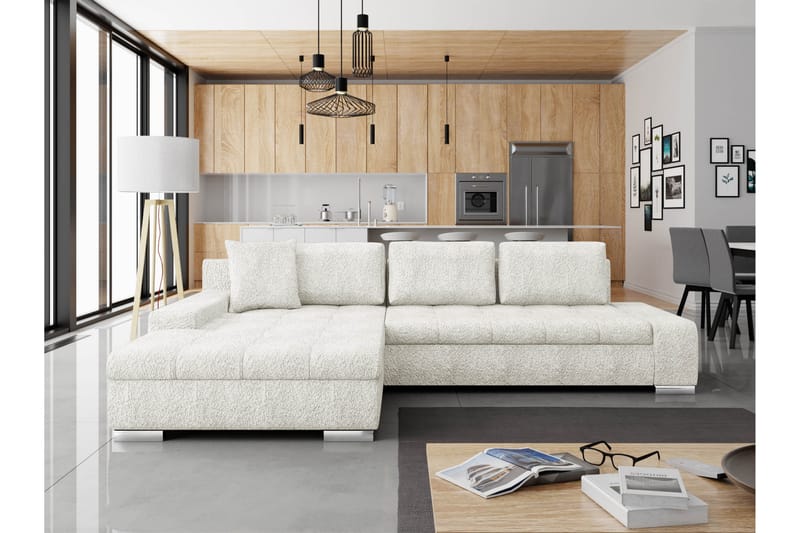 Cerys Sovesofa Med 3-Seters Divan - Hvit - Møbler - Sofaer - Sovesofaer - Sovesofa divan