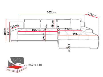 Cerys Sovesofa med sjeselong 4-seter - Beige - Møbler - Sofaer - Sovesofaer - Sovesofa divan