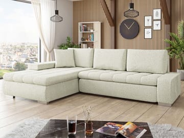 Cerys Sovesofa med sjeselong 4-seter - Beige - Møbler - Sofaer - Sovesofaer - Sovesofa divan