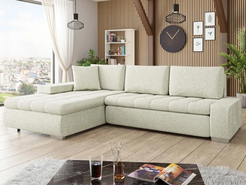 Cerys Sovesofa med sjeselong 4-seter - Beige - Møbler - Sofaer - Sovesofaer - Sovesofa divan