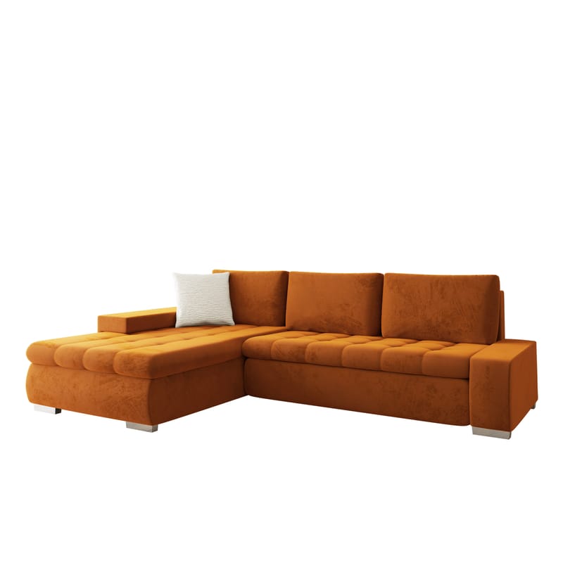 Cerys Sovesofa med sjeselong 4-seter - Oransje - Møbler - Sofaer - Sovesofaer - Sovesofa divan