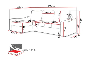 Chaman Sovesofa med Sjeselong 3-seter i Plysj - Beige - Møbler - Sofaer - Sovesofaer - Sovesofa divan